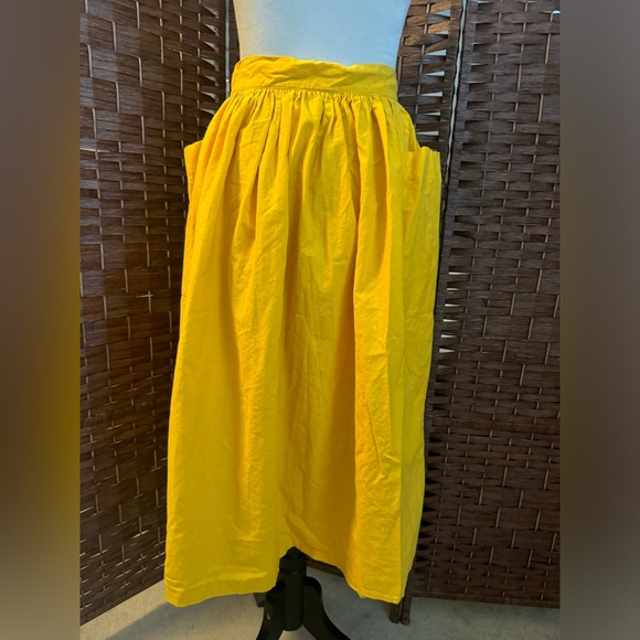 Ken Sington Square Vintage Y2K Yellow Skirt Large Side Pockets Button Up USA 28 - Picture 3 of 11